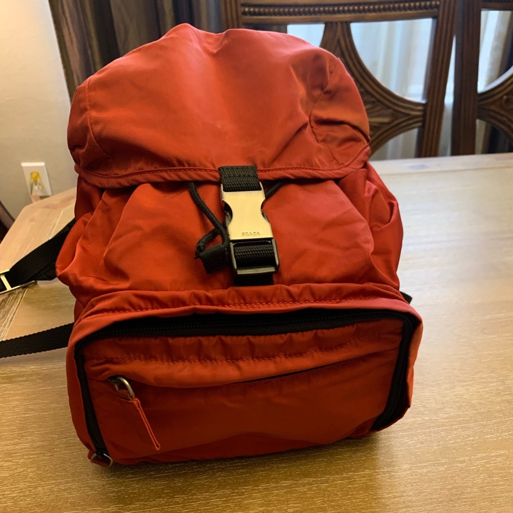 Authentic Preloved Prada Red Backpack Stylish Dur… - image 1